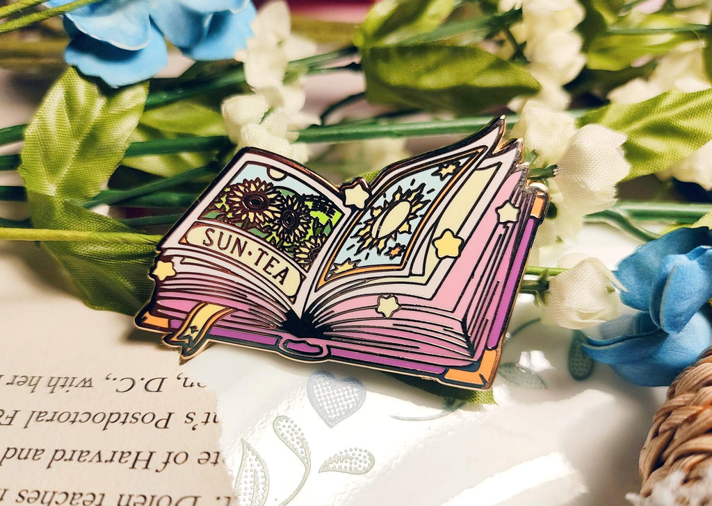 Enchanted Evening Tea Enamel Pin Set | Moon Brew & Sun Tea Recipe Books