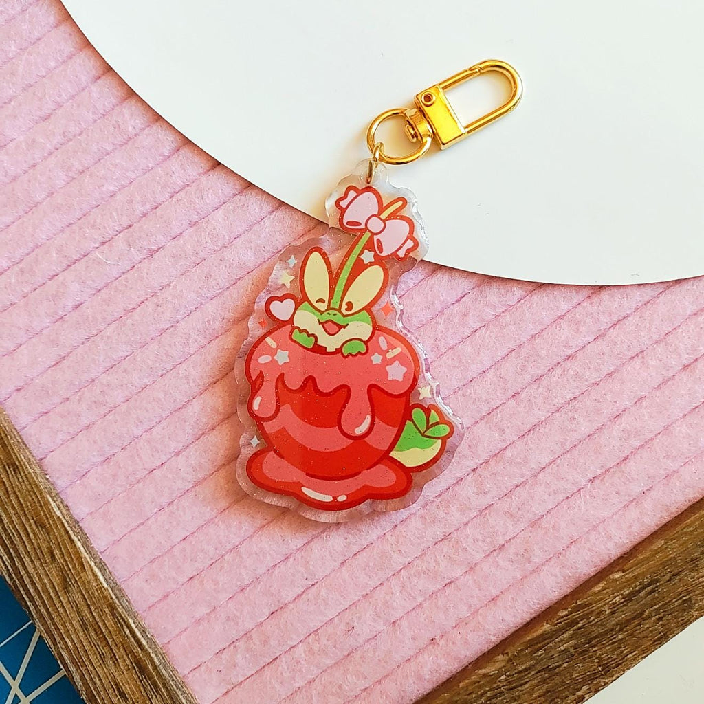 Applin Acrylic Keychain | Double-Sided Glitter Epoxy Charm | Apple Dragon Fan Art Keyring