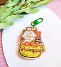 I Love Soup Cow Keychain | Glitter Epoxy Charm, Cozy Food Lover Accessory