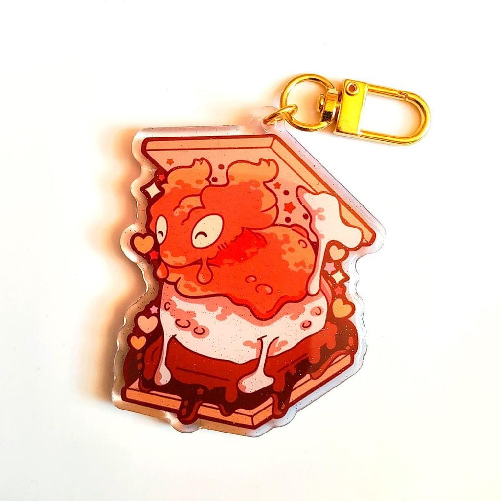 Slugma S'more Glitter Epoxy Charm | Double-Sided Anime Fan Art Keyring (2.75 Inch)