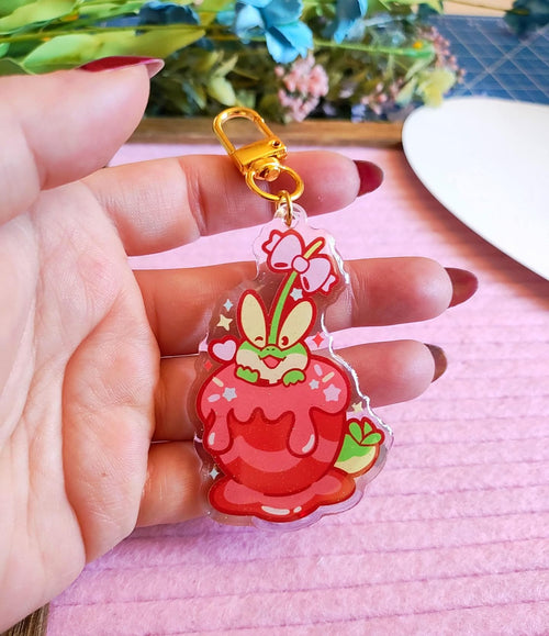 Applin Acrylic Keychain | Double-Sided Glitter Epoxy Charm | Apple Dragon Fan Art Keyring