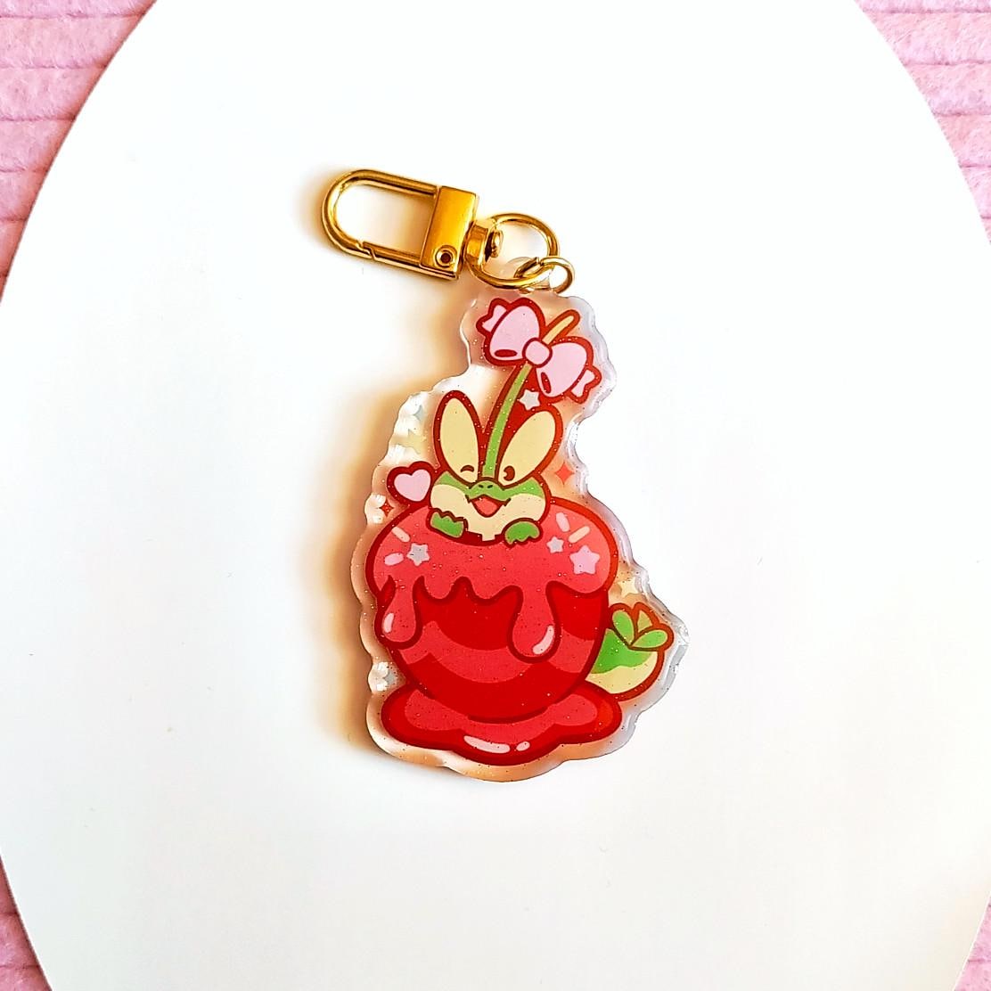 Applin Acrylic Keychain | Double-Sided Glitter Epoxy Charm | Apple Dragon Fan Art Keyring