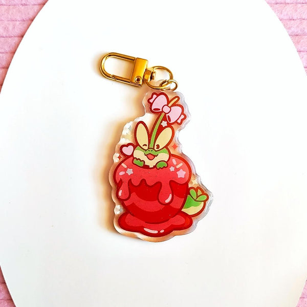 Applin Acrylic Keychain | Double-Sided Glitter Epoxy Charm | Apple Dragon Fan Art Keyring